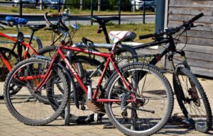 red and black mountain bike